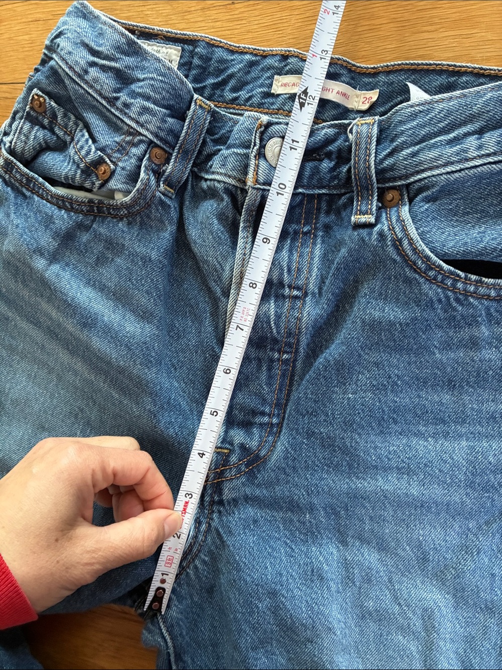 Levi's Premium Ribcage Straight Ankle Jeans 28 Rigid Ankle Crop 27" Medium Wash - Picture 6 of 13
